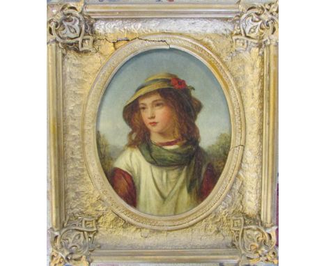 Victorian oil on canvas portrait of a Hop Picker by Joshua Mann (framed 50 cm x 45 cm, unframed 25 cm x 31 cm)