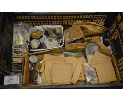 Watch/clock springs, crystals, various parts etc