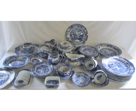 Large quantity of Spode Italian blue and white ceramics