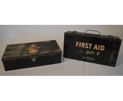 2 vintage First Aid tin boxes with contents