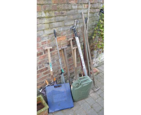 Gardening tools, jerry can etc