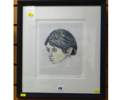 SIR KYFFIN WILLIAMS RA framed print - head of a young female