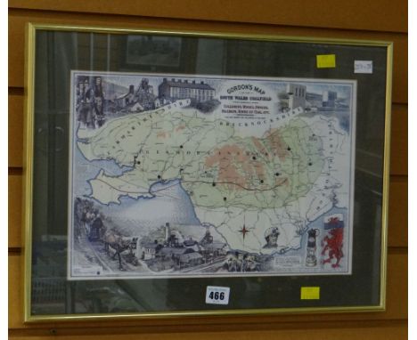 Framed print Gordon's map of the South Wales coal field