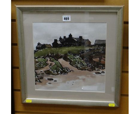 SIR KYFFIN WILLIAMS RA framed print - farm buildings on hi