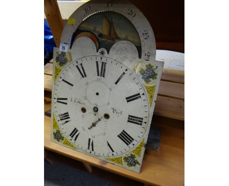 A painted longcase clock dial & movement only, the face marked 'J Cottier, Peel'