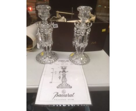 A pair of Baccarat, Paris lustre candlestick holders, large vase etccondition:Two lustre drops are chipped on one candlestick