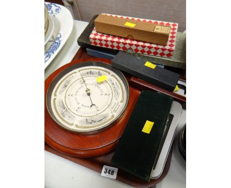 Modern wall barometer, boxed flatware etc
