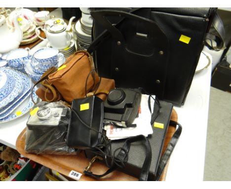 A parcel of vintage cameras including Kodak, Pentax & a Chinon recorder