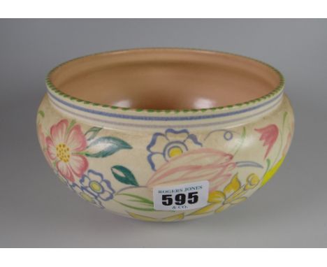 An early Poole daffodil & flower decorated bowl