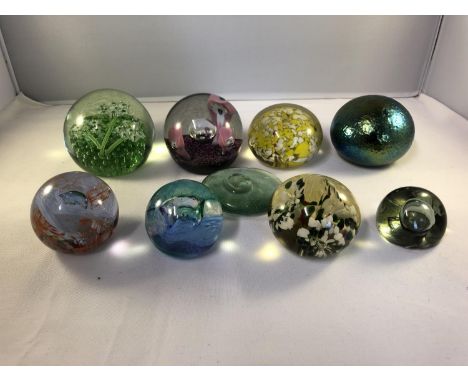 Nine various paperweights, including a Caithness Glass Tropicana Limited Edition weight (9) 