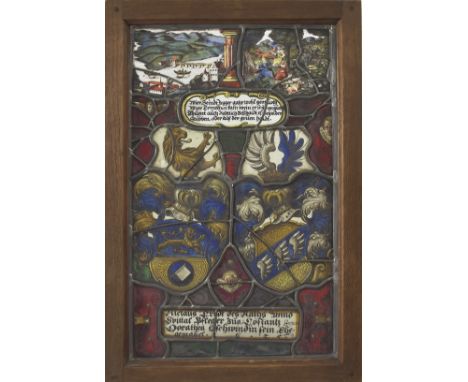 Museales Konstanzer Glasgemälde 1625. Wappen des 'Niclaus Tritt des Raths und Spittal Pfleger zu Constantz Dorathea Schwindin