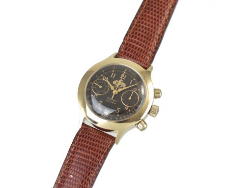 Poljot-Buran Herrenarmbanduhr, sog. Chronograph. Doublégehäuse Nr 911941, schwarzes Ziffernblatt. Kleine Sekunde, Minutenzähl