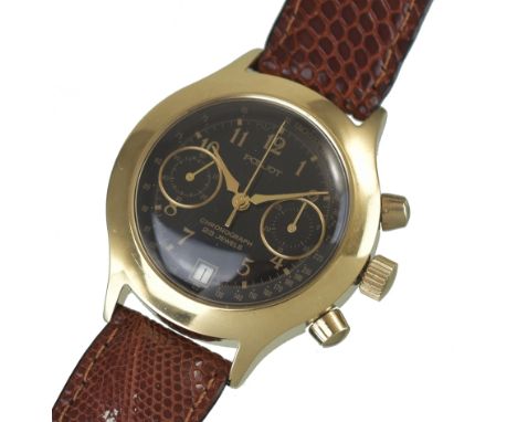 Poljot Herrenarmbanduhr, sog. Chronograph. Doublégehäuse Nr. 222628, schwarzes Ziffernblatt, kleine Sekunde, Minutenzähler, T