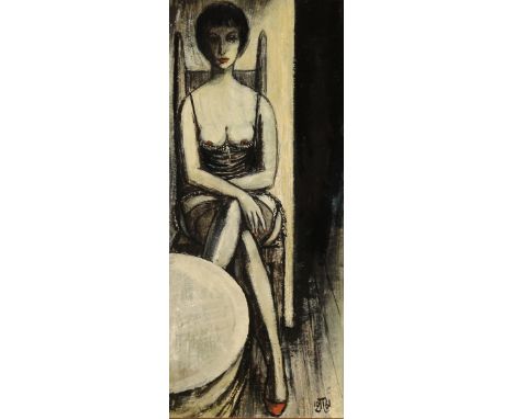 Josef Löfflath. 1916 Memmingen - 2003 Wangen, stellte u.a. im Haus der Kunst aus. Sign., 1961 dat., Portrait einer Animierdam