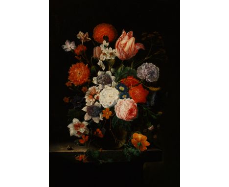Blumenmaler des 19./20. Jh. in altmeisterlicher Manier. Öl/Lwd. 55,5 x 40,5 cm. R
