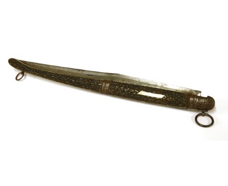 AN AMERICAN HUNTING OR GROLLICKING KNIFE,mid-19th century, with folding lockout action and horn handle, blade stamped 'A. Alv