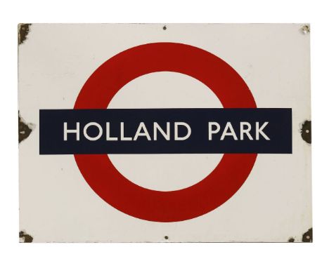HOLLAND PARK,1950s/1960s, London Transport original enamel roundel for Holland Park underground station,71 x 56cm
