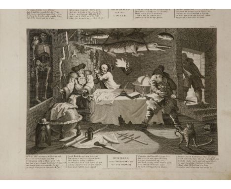 ASTROLOGY AND MEDICAL PRINTS18th century, a good group of astrology, medical, capital punishment prints, mainly by Hogarth, i