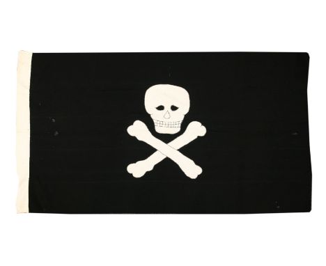 A JOLLY ROGER FLAG,early 20th century, a finely made cotton Jolly Roger skull and crossbones flag, possibly made for a milita
