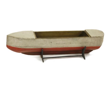 A BOAT BUILDER'S MODEL,late 19th century, a naive pine and painted boat builder's model of a lighter, fitted with later brass