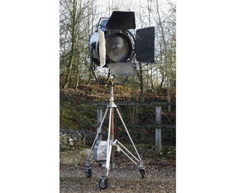 A FILM STUDIO 'KLIEG'-STYLE ARC LAMP,c.1930-1950, made by British company, Strand, with original rolling tripod stand, with w