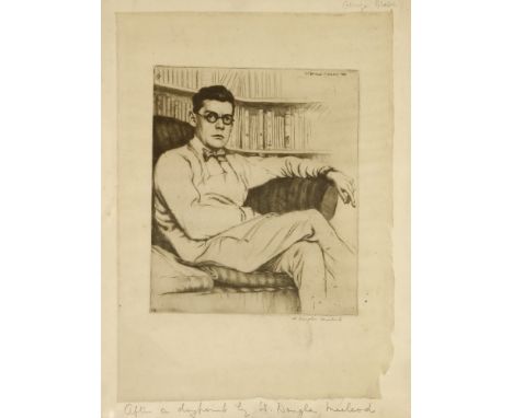 *W DOUGLAS MACLEOD (1892-1963)GEORGE BLAKE SEATED CROSS-LEGGEDDrypoint etching, signed in pencil27 x 20.5cmGeorge Blake (1893