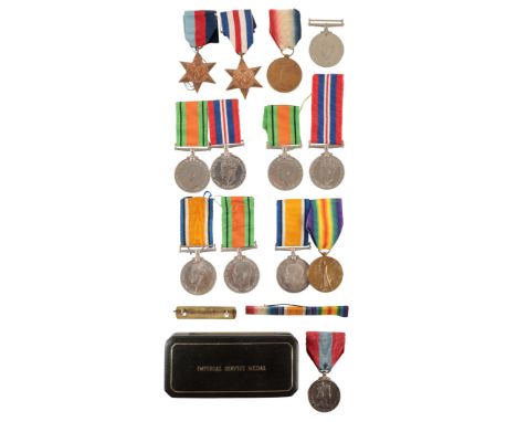 A COLLECTION OF BRITISH MEDALS Great War Pair to 42918 Pte J Huison Leic R Victory Medal to 815 SJT J Bryan E Surr RCased EII