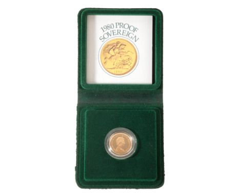 A 1980 QUEEN ELIZABETH II GOLD SOVEREIGN the reverse of St. George &amp; The Dragon, (c.7.988grams), in the original Royal Mi