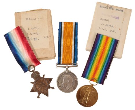 RUSSIAN INTERVENTION CASUALTY GROUP To Officers Steward Ayres of HMS Glowworm1914/15 Star, correctly impressed L6251 J Ayres 