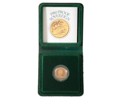 A 1980 QUEEN ELIZABETH II GOLD SOVEREIGN the reverse of St. George &amp; the Dragon, (c.7.988grams), in the original Royal Mi