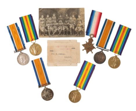 CASUALTY GROUP TO THREE BROTHERS 1914/15 Trio1914/15 Star, correctly impressed 18169 Pte A H Jackman North'n RBritish War Med