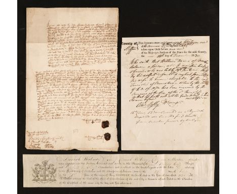 * Printed &amp; Manuscript Ephemera. An assorted collection of mostly paper ephemera, mostly 18th &amp; 19th century, includi