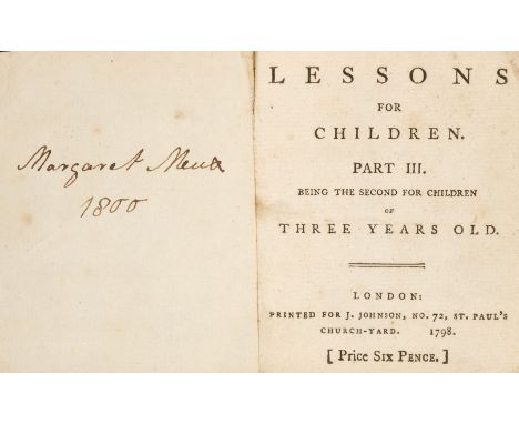 Johnson (J., printer). Lessons for Children from Two to Three Years Old, [by Anna L. Barbauld], Part 1, London: J.Johnson, 17