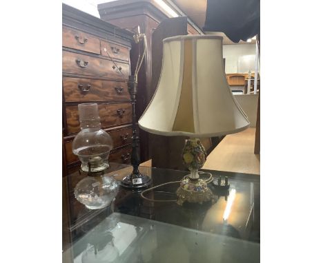 CHINA &amp; BRASS TABLE LAMP WITH SHADE, BRAS TABLE LAMP, NOT WIRED &amp; MODERN OIL LAMP