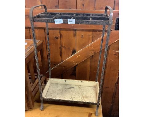 WROUGHT IRON UMBRELLA / STICK STAND WITH ORIGINAL DRIP TRAY