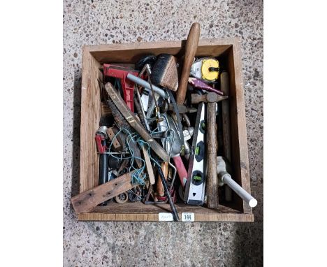 WOODEN CARTON OF MISC OLD HAND TOOLS
