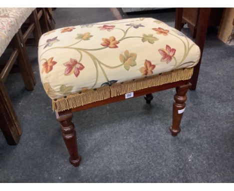 VINTAGE MAHOGANY &amp; UPHOLSTERED DRESSING TABLE STOOL