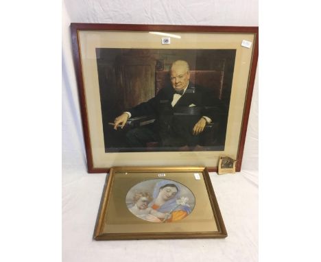 LARGE F/G PRINT OF WINSTON CHURCHILL, 1943 TITLED 'WE ARE ALL OF US DEFENDING A CAUSE' &amp; ANOTHER PRINT