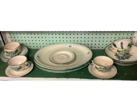 HAND PAINTED POOLE POTTERY CUPS, SAUCERS, PLATES ETC
