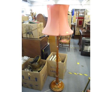 An early 20th century Chinoiserie standard lamp with shade, H.134cm