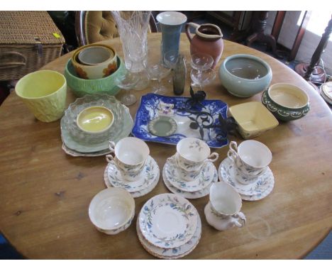 Miscellaneous household items to include a Carltonware lustre vase in blue, a vintage Royal Barum planter and others together