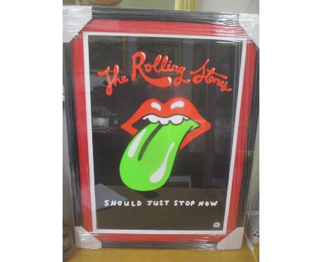 A limited edition number 3 of 10 Rolling Stones print by street artist Al - framed, glazed and signed. Location:RWM