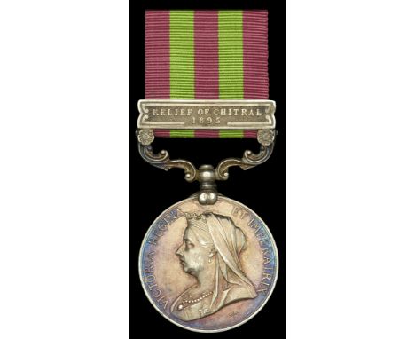 India General Service 1895-1902, 1 clasp, Relief of Chitral 1895 (60264 Shoeing Smith C. Gwilt Army Vety. Deptt.) good very f