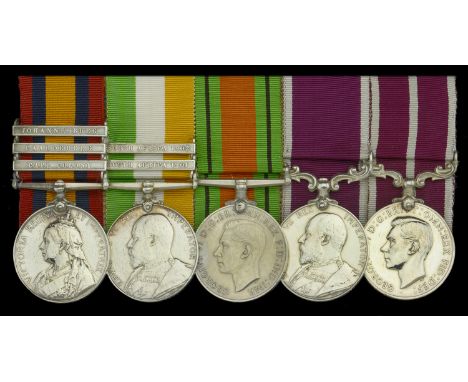 Five: Lieutenant and Quarter Master G. Hammond, Hampshire Regiment  Queen’s South Africa 1899-1902, 3 clasps, Cape Colony, Pa