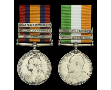 Pair: Gunner R. Bales, Royal Field Artillery  Queen’s South Africa 1899-1902, 3 clasps, Cape Colony, Orange Free State, Trans