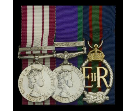 Three: Captain R. F. Poupart, Royal Marines  Naval General Service 1915-62, 1 clasp, Cyprus (Ty. 2nd. Lieut. R. F. Poupart. R
