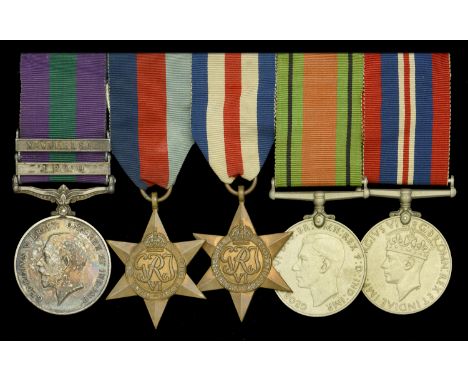 Five: Private A. King, Royal Irish Fusiliers  General Service 1918-62, 2 clasps, Iraq, N.W. Persia (7041293 Pte. A. King. R. 