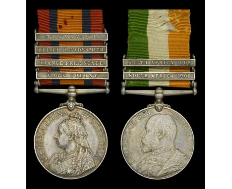 Pair: Gunner E. Wright, Royal Field Artillery, who was taken Prisoner of War at Colenso on 15 December 1899  Queen’s South Af
