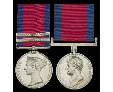 Pair: Private William Hayward, 13th Light Dragoons   Military General Service 1793-1814, 2 clasps, Albuhera, Vittoria (W. Hay