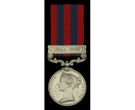 India General Service 1854-95, 1 clasp, Burma 1885-7 (253 Pte. J. Snelgrove 2d. Bn. Hamps. R.) officially re-engraved naming,
